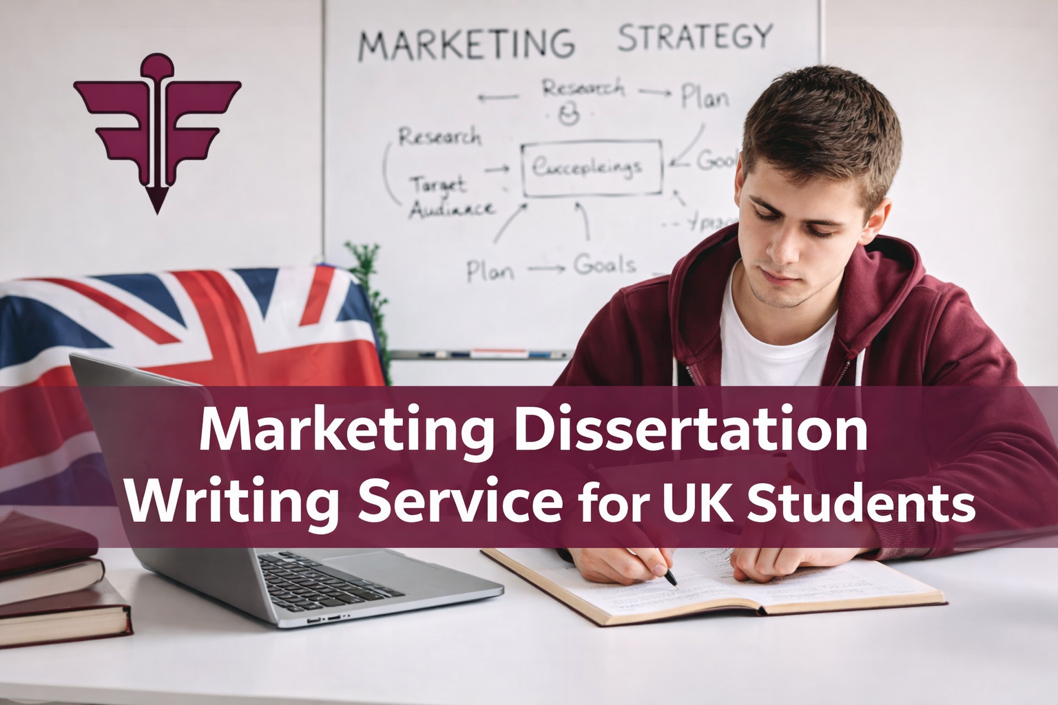 UK student working on a marketing dissertation with expert academic support